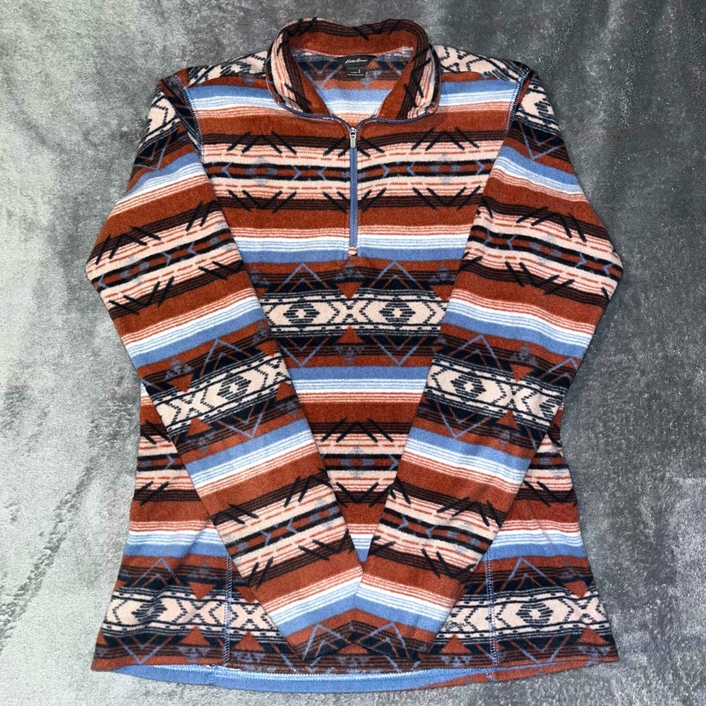 Eddie Bauer Women’s Quest Fleece 1/4-Zip
Small
Coral/Blue Aztec Print